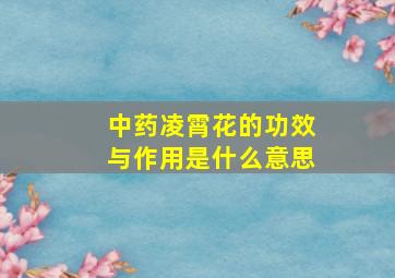 中药凌霄花的功效与作用是什么意思