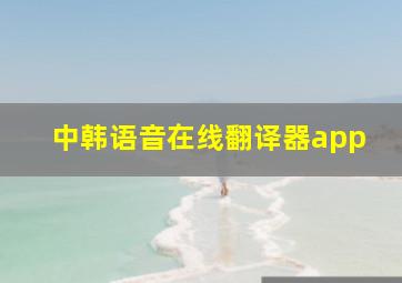 中韩语音在线翻译器app