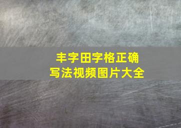 丰字田字格正确写法视频图片大全