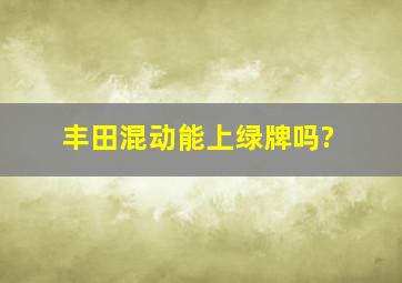 丰田混动能上绿牌吗?