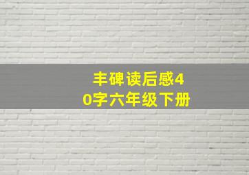 丰碑读后感40字六年级下册