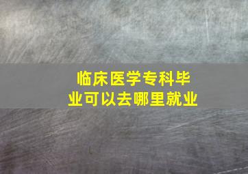 临床医学专科毕业可以去哪里就业