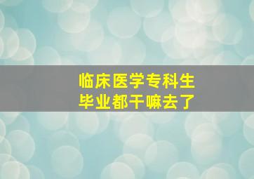 临床医学专科生毕业都干嘛去了