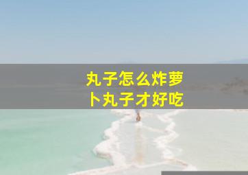 丸子怎么炸萝卜丸子才好吃