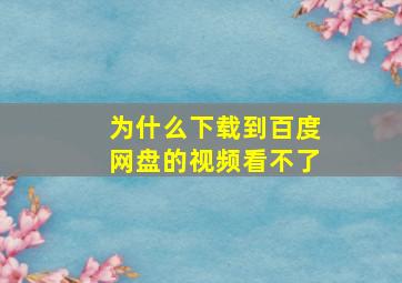 为什么下载到百度网盘的视频看不了