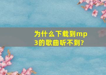 为什么下载到mp3的歌曲听不到?