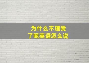 为什么不理我了呢英语怎么说