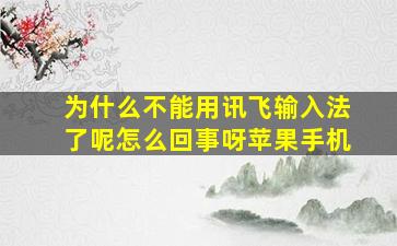 为什么不能用讯飞输入法了呢怎么回事呀苹果手机