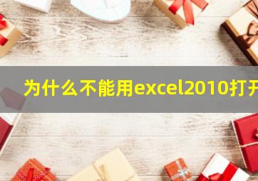 为什么不能用excel2010打开