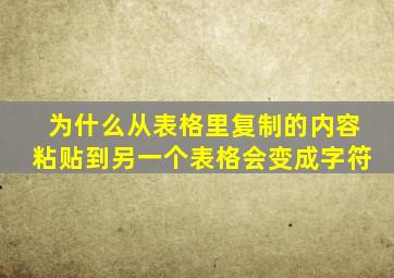 为什么从表格里复制的内容粘贴到另一个表格会变成字符