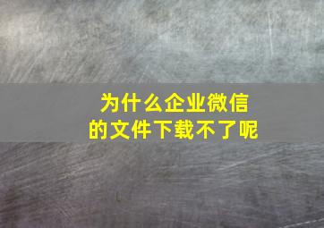 为什么企业微信的文件下载不了呢