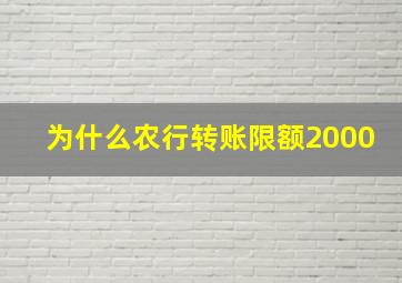 为什么农行转账限额2000