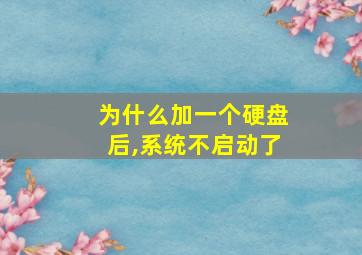 为什么加一个硬盘后,系统不启动了