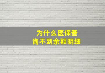 为什么医保查询不到余额明细