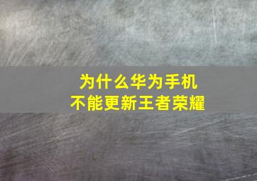 为什么华为手机不能更新王者荣耀