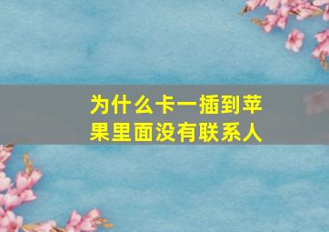 为什么卡一插到苹果里面没有联系人