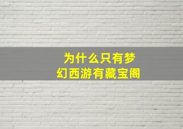 为什么只有梦幻西游有藏宝阁