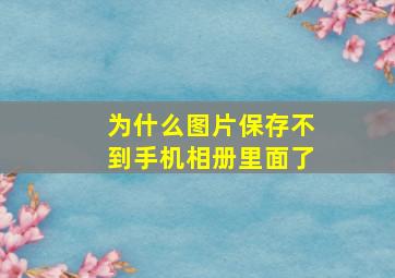 为什么图片保存不到手机相册里面了