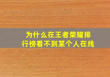 为什么在王者荣耀排行榜看不到某个人在线