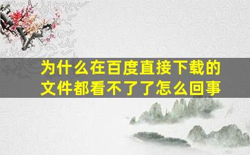 为什么在百度直接下载的文件都看不了了怎么回事