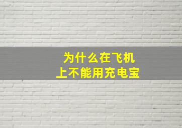 为什么在飞机上不能用充电宝