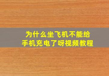 为什么坐飞机不能给手机充电了呀视频教程