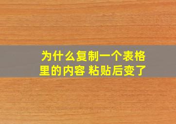 为什么复制一个表格里的内容 粘贴后变了