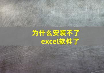 为什么安装不了excel软件了