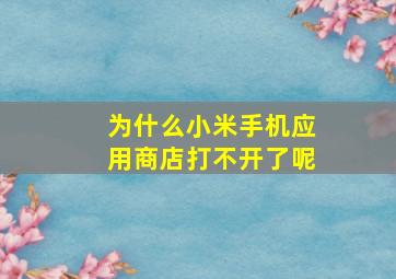 为什么小米手机应用商店打不开了呢