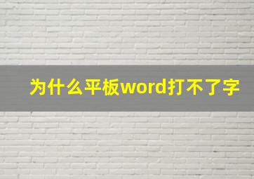 为什么平板word打不了字