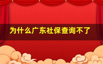 为什么广东社保查询不了