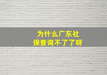 为什么广东社保查询不了了呀