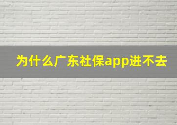 为什么广东社保app进不去