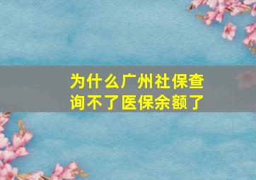 为什么广州社保查询不了医保余额了