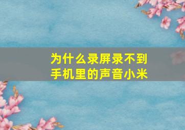 为什么录屏录不到手机里的声音小米