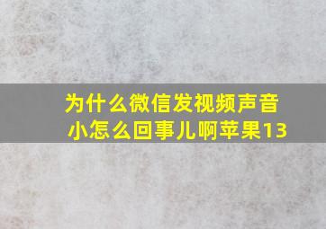 为什么微信发视频声音小怎么回事儿啊苹果13