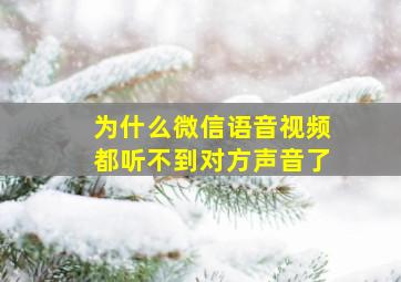 为什么微信语音视频都听不到对方声音了