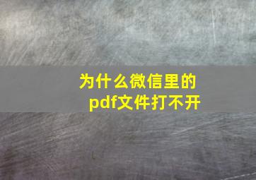 为什么微信里的pdf文件打不开