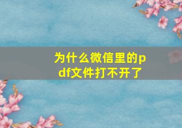 为什么微信里的pdf文件打不开了