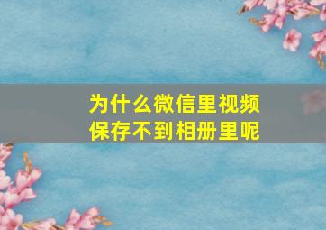 为什么微信里视频保存不到相册里呢