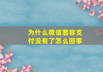 为什么微信面容支付没有了怎么回事