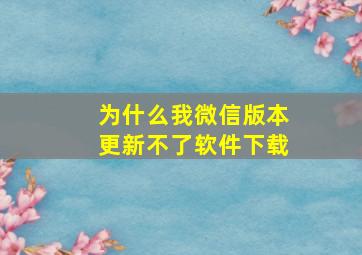 为什么我微信版本更新不了软件下载