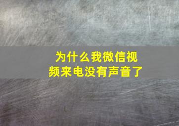 为什么我微信视频来电没有声音了