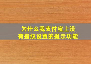 为什么我支付宝上没有指纹设置的提示功能