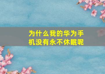 为什么我的华为手机没有永不休眠呢