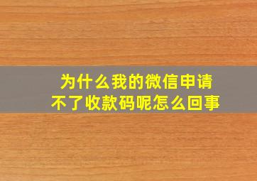 为什么我的微信申请不了收款码呢怎么回事