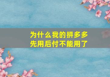 为什么我的拼多多先用后付不能用了