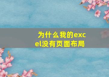 为什么我的excel没有页面布局