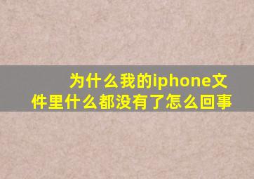 为什么我的iphone文件里什么都没有了怎么回事