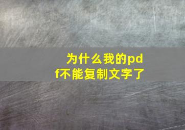 为什么我的pdf不能复制文字了